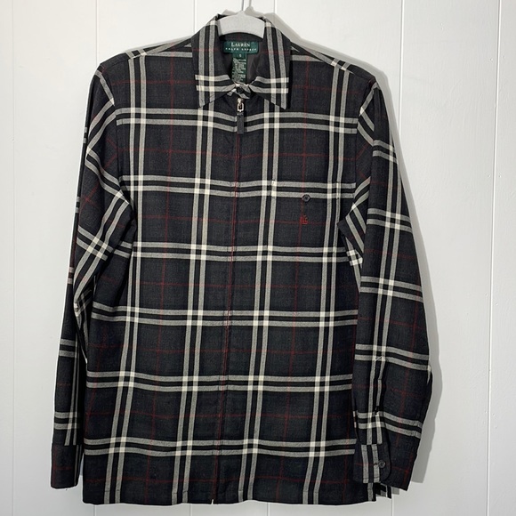 Ralph Lauren Shacket Black Windowpane Full Zip Womens Size S LRL Shirt Jacket - Picture 1 of 12
